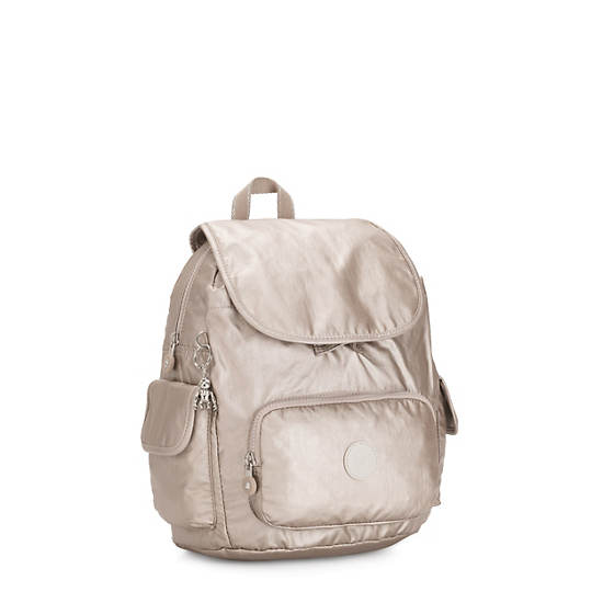 Plecaki Kipling City Pack Small Metallic Beżowe | PL 1700FD